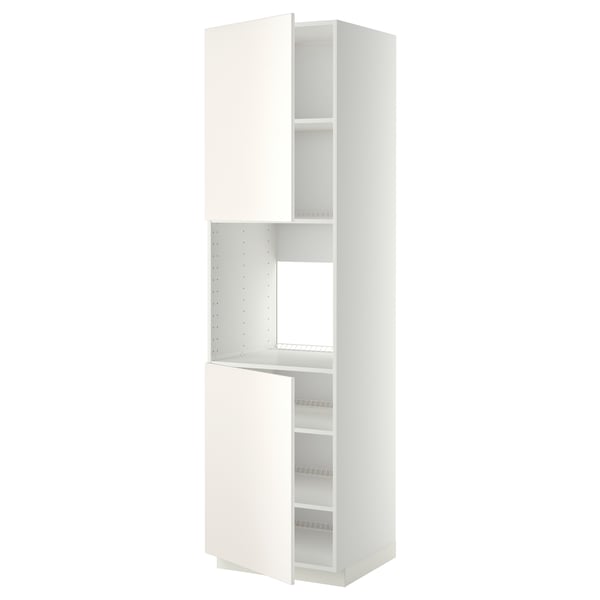 METOD high cab f oven w 2 doors/shelves, white/Veddinge white, 60x60x220 cm