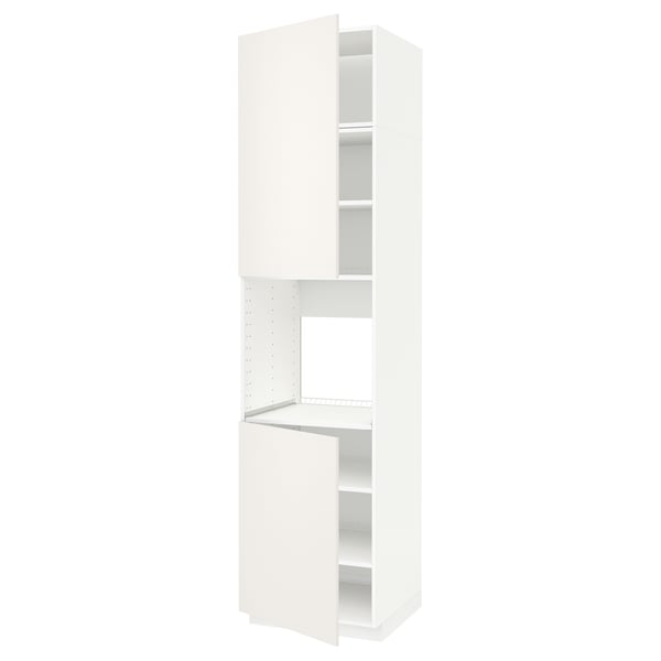 METOD high cab f oven w 2 doors/shelves, white/Veddinge white, 60x60x240 cm