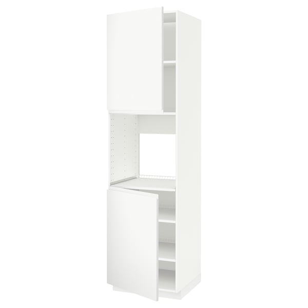 METOD high cab f oven w 2 doors/shelves, white/Voxtorp matt white, 60x60x220 cm