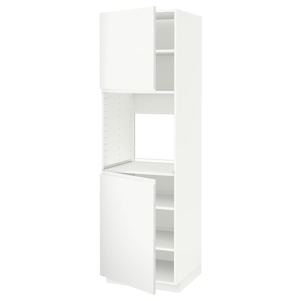 METOD - High oven cabinet, 2 doors/shelves, white/Voxtorp white matte,60x60x200 cm