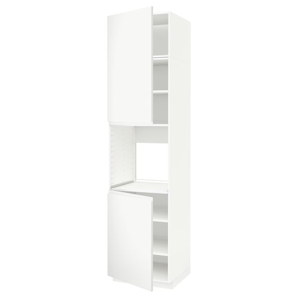 METOD high cab f oven w 2 doors/shelves, white/Voxtorp matt white, 60x60x240 cm