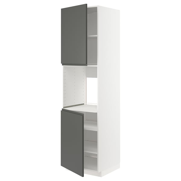 METOD - High cab f oven w 2 doors/shelves, white/Voxtorp dark grey, 60x60x220 cm