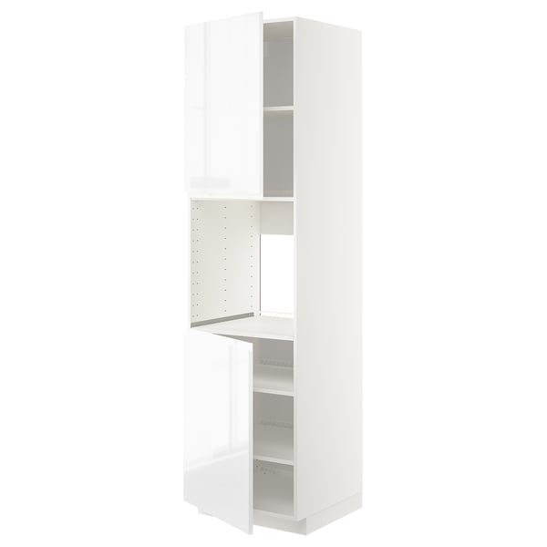 METOD high cab f oven w 2 doors/shelves, white/Voxtorp high-gloss/white, 60x60x220 cm