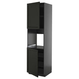 METOD high cab f oven w 2 doors/shelves, black-grey/Lerhyttan black stained, 60x60x220 cm
