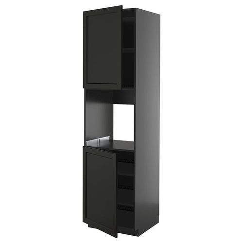 METOD - METOD High cab f oven w 2 doors/shelves, black-grey/Lerhyttan black stained, 60x60x220 cm