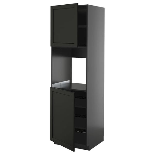METOD - METOD High cab f oven w 2 doors/shelves, black-grey/Lerhyttan black stained, 60x60x200 cm
