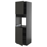 METOD high cab f oven w 2 doors/shelves, black-grey/Nickebo matt anthracite, 60x60x200 cm