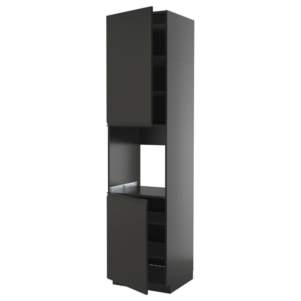 METOD - METOD High cab f oven w 2 doors/shelves, black-grey/Upplöv matt anthracite, 60x60x240 cm