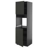 METOD high cab f oven w 2 doors/shelves, black-grey/Upplöv matt anthracite, 60x60x200 cm