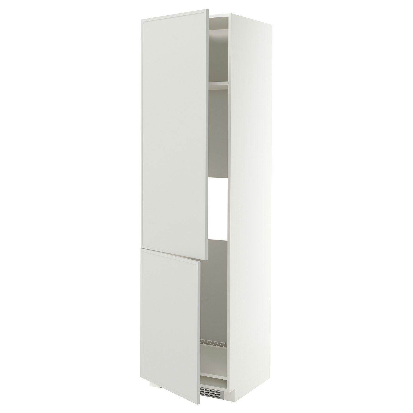 METOD high cab f fridge/freezer w 2 doors, white/Aspudden light grey, 60x60x220 cm