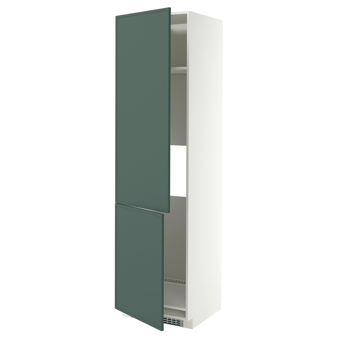 METOD high cab f fridge/freezer w 2 doors, white/Aspudden dark grey-green, 60x60x220 cm