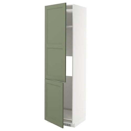 METOD high cab f fridge/freezer w 2 doors, white/Axstad grey-green, 60x60x220 cm