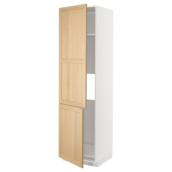 METOD - METOD High cab f fridge/freezer w 2 doors, white/Forsbacka oak, 60x60x220 cm