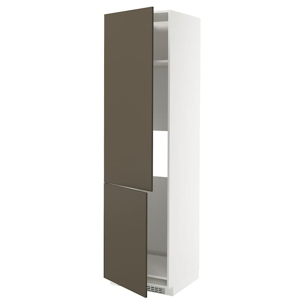 Ikea METOD - High cab f fridge/freezer w 2 doors, white/Havstorp brown-beige, 60x60x220 cm
