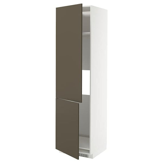 Ikea METOD - High cab f fridge/freezer w 2 doors, white/Havstorp brown-beige, 60x60x220 cm