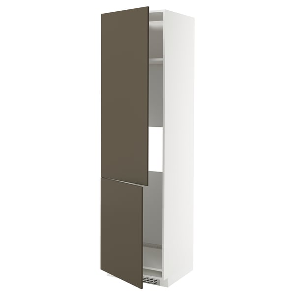 METOD - METOD High cab f fridge/freezer w 2 doors, white/Havstorp brown-beige, 60x60x220 cm