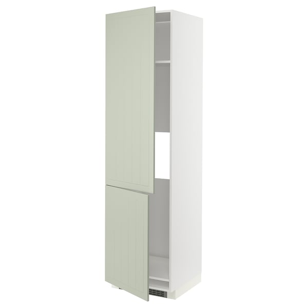 METOD - METOD High cab f fridge/freezer w 2 doors, white/Stensund light green, 60x60x220 cm
