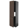 METOD high cab f fridge/freezer w 2 doors, black-grey/Sinarp brown, 60x60x220 cm