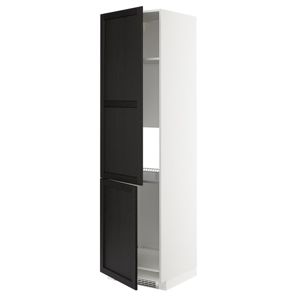 METOD - METOD High cab f fridge/freezer w 2 doors, black/Lerhyttan black stained, 60x60x220 cm