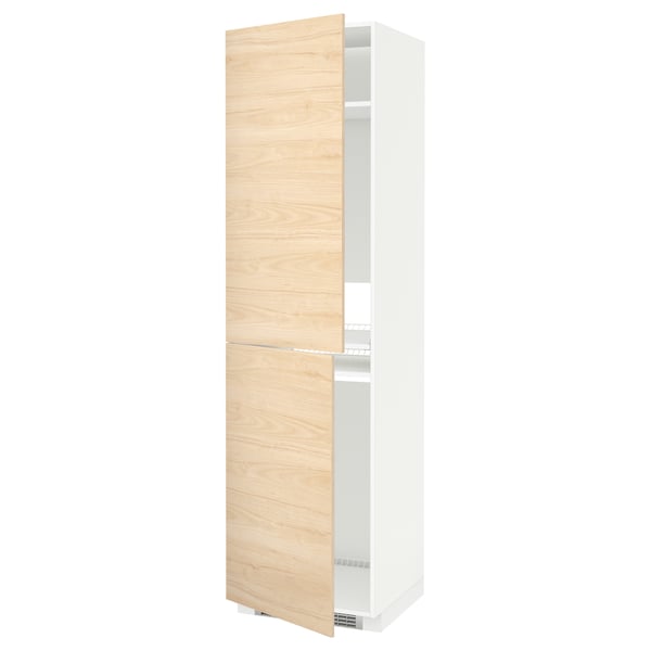 METOD high cabinet for fridge/freezer, white/Askersund light ash effect, 60x60x220 cm