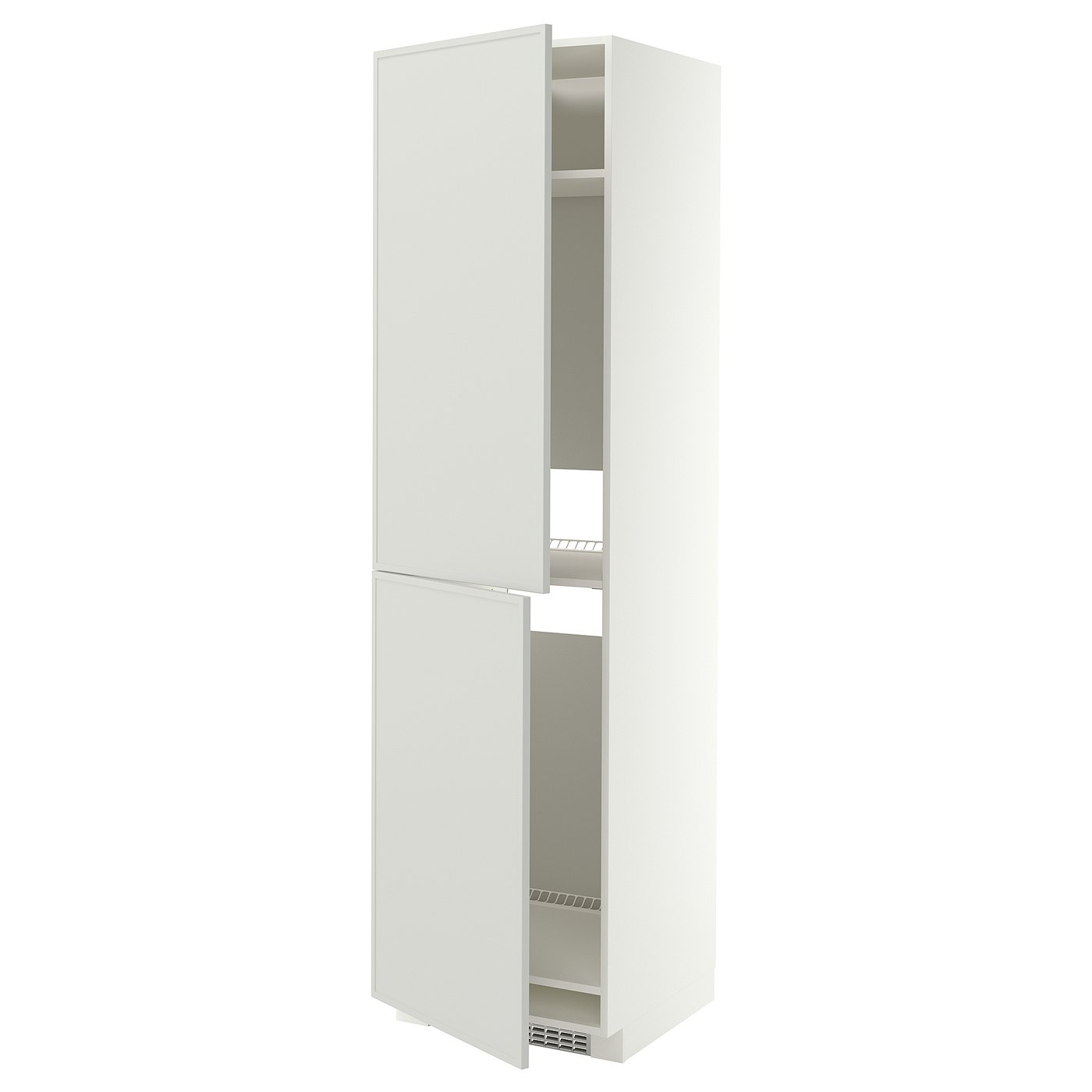 METOD high cabinet for fridge/freezer, white/Aspudden light grey, 60x60x220 cm