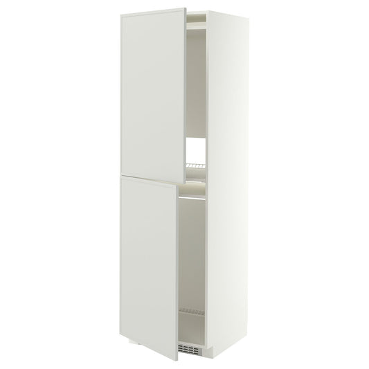 METOD high cabinet for fridge/freezer, white/Aspudden light grey, 60x60x200 cm
