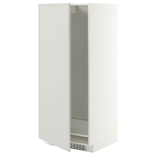 METOD high cabinet for fridge/freezer, white/Aspudden light grey, 60x60x140 cm