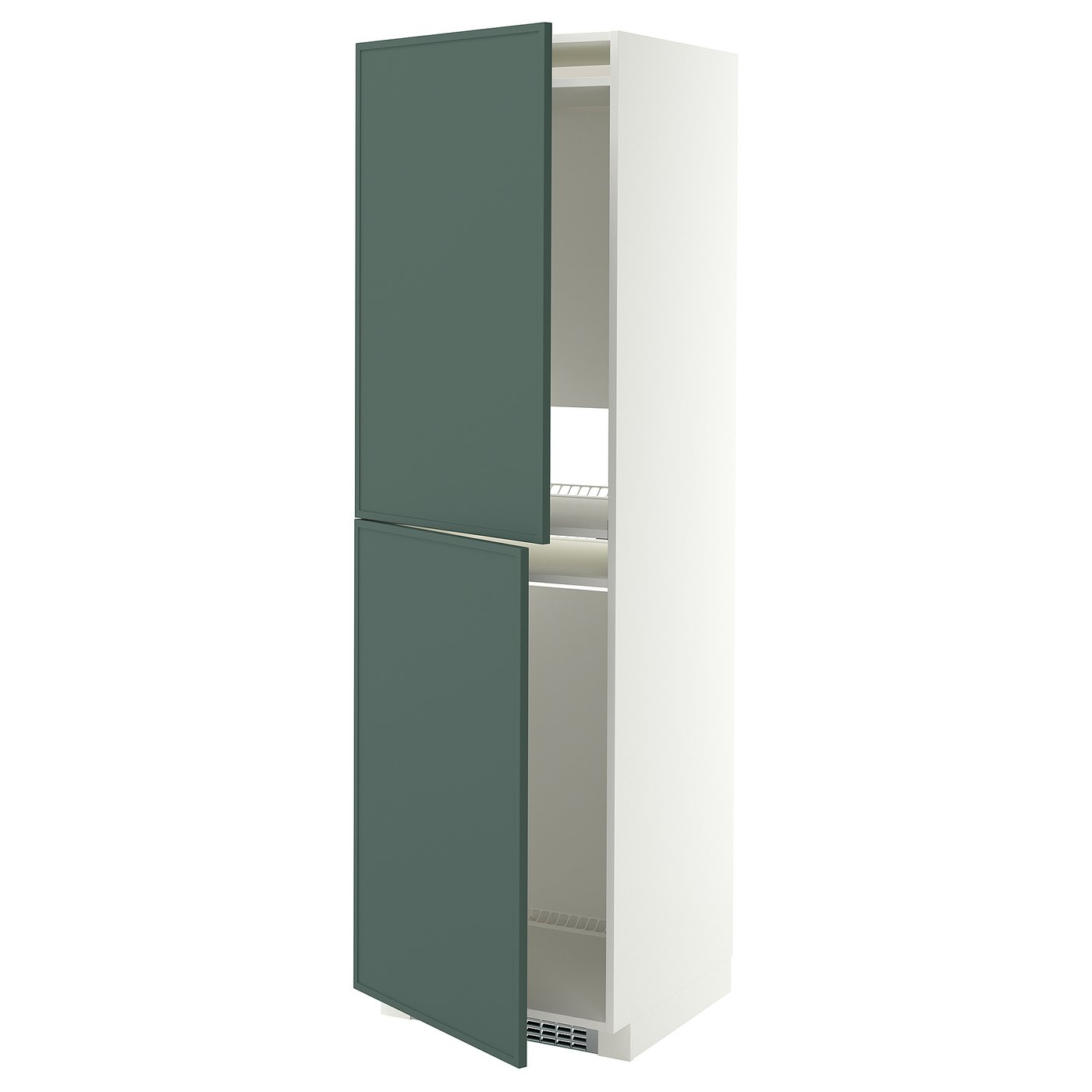 METOD high cabinet for fridge/freezer, white/Aspudden dark grey-green, 60x60x200 cm