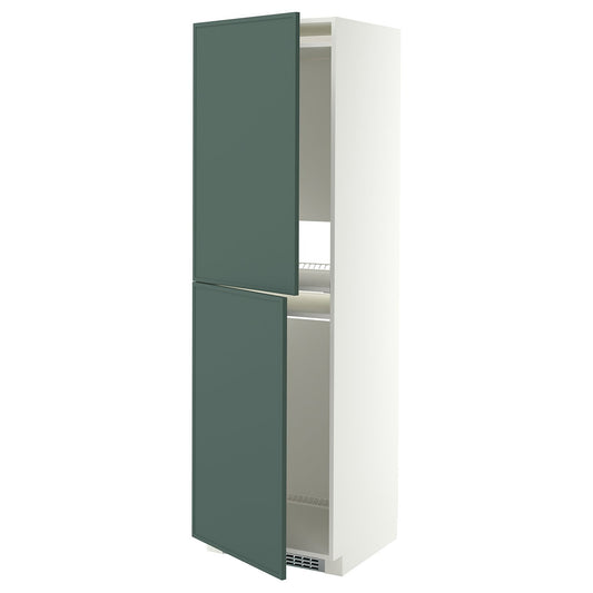 METOD high cabinet for fridge/freezer, white/Aspudden dark grey-green, 60x60x200 cm