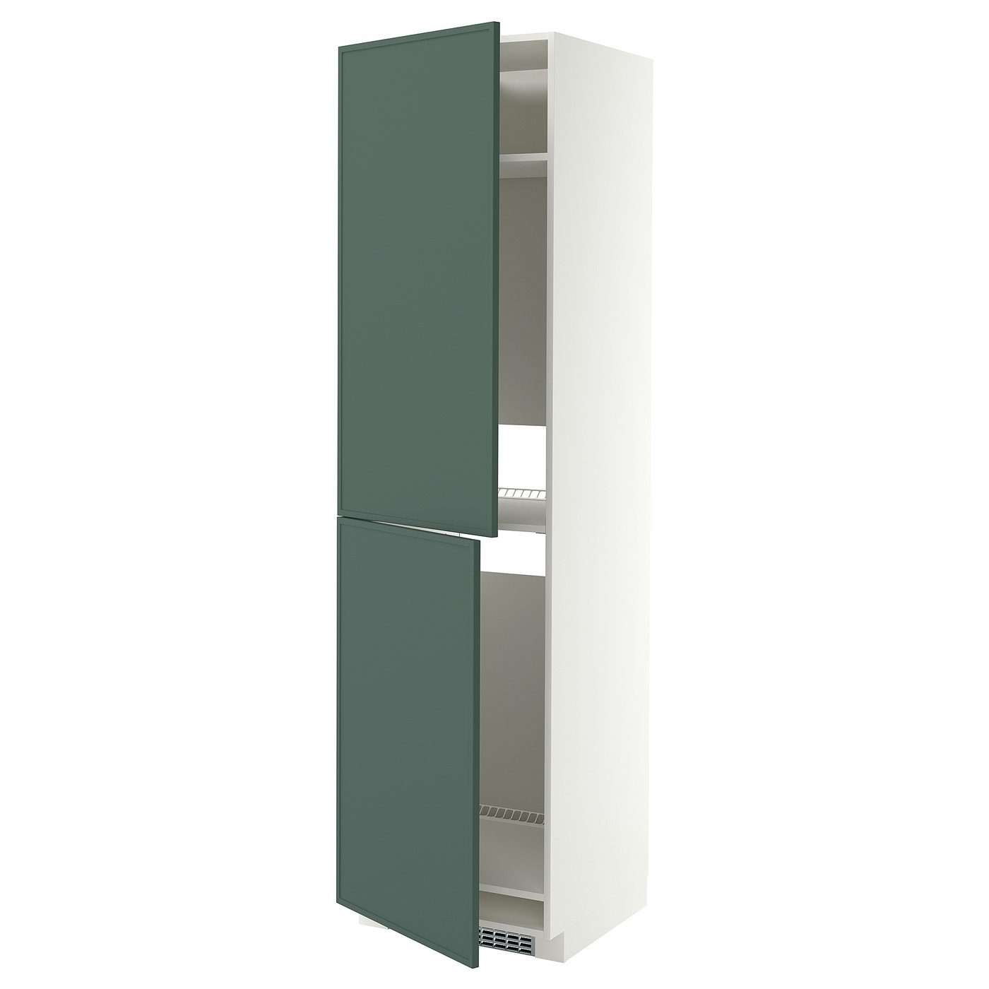 METOD high cabinet for fridge/freezer, white/Aspudden dark grey-green, 60x60x220 cm