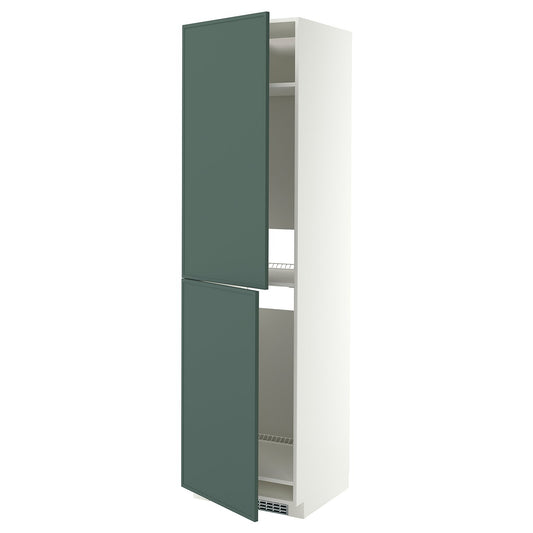 METOD high cabinet for fridge/freezer, white/Aspudden dark grey-green, 60x60x220 cm