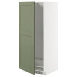 METOD high cabinet for fridge/freezer, white/Axstad grey-green, 60x60x140 cm