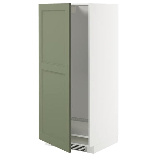 METOD - METOD High cabinet for fridge/freezer, white/Axstad grey-green, 60x60x140 cm
