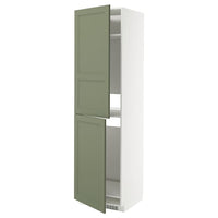 METOD high cabinet for fridge/freezer, white/Axstad grey-green, 60x60x220 cm