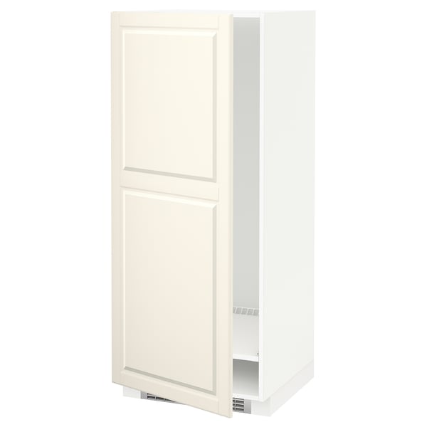 METOD high cabinet for fridge/freezer, white/Bodbyn off-white, 60x60x140 cm