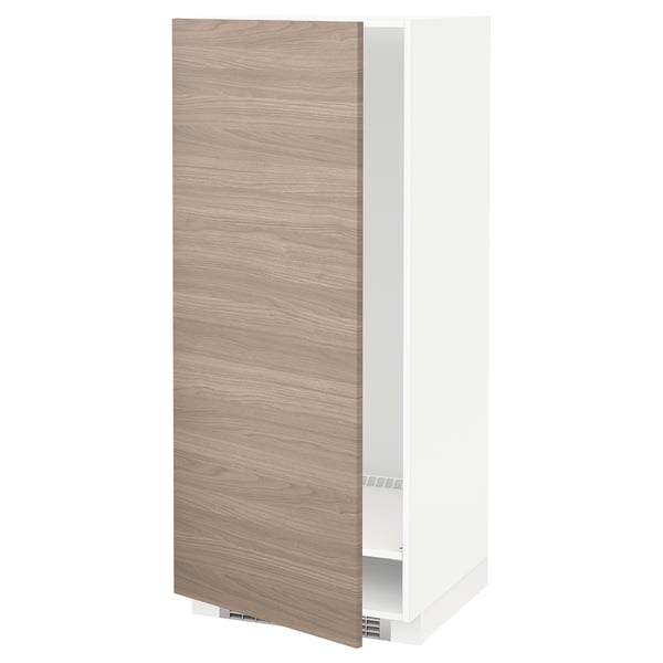 METOD high cabinet for fridge/freezer, white/Brokhult light grey