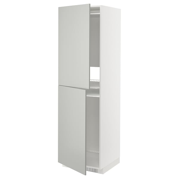 METOD - METOD High cabinet for fridge/freezer, white/Havstorp light grey, 60x60x200 cm