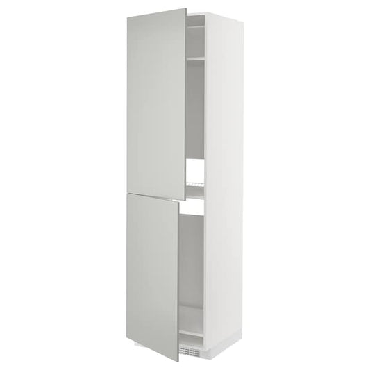 Ikea METOD - High cabinet for fridge/freezer, white/Havstorp light grey, 60x60x220 cm