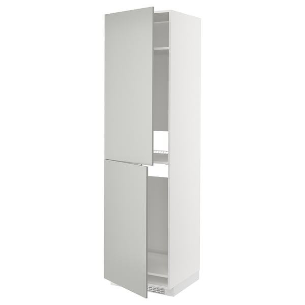 METOD - METOD High cabinet for fridge/freezer, white/Havstorp light grey, 60x60x220 cm