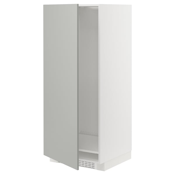 METOD high cabinet for fridge/freezer, white/Havstorp light grey, 60x60x140 cm