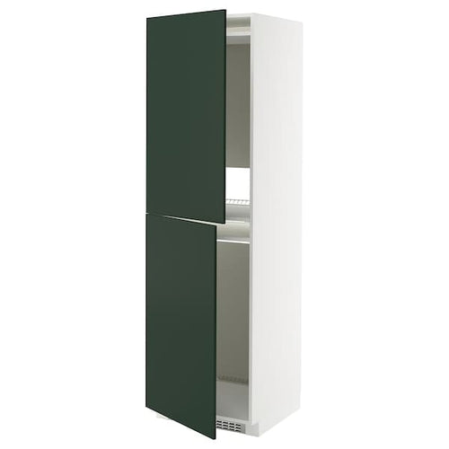 METOD - METOD High cabinet for fridge/freezer, white/Havstorp deep green, 60x60x200 cm