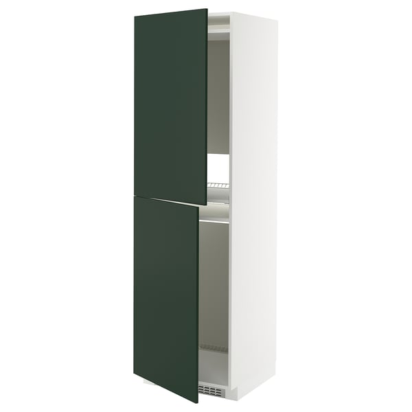 METOD - METOD High cabinet for fridge/freezer, white/Havstorp deep green, 60x60x200 cm