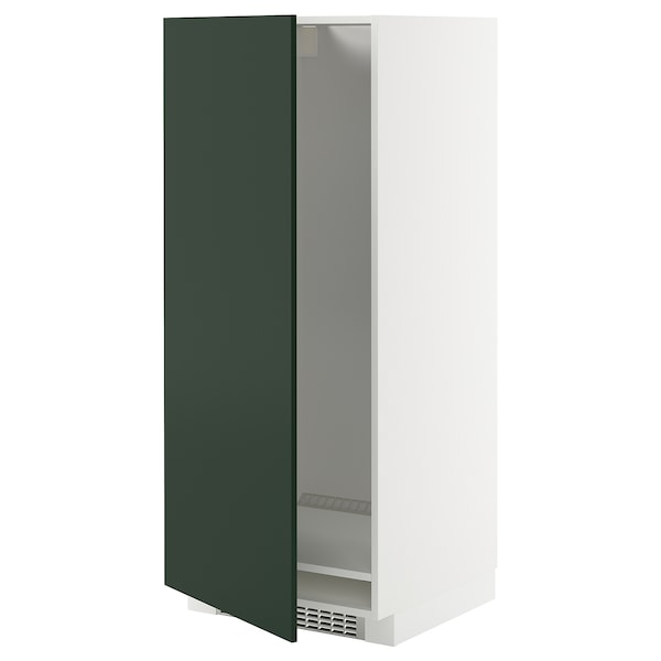 METOD - High cabinet for fridge/freezer, white/Havstorp deep green, 60x60x140 cm