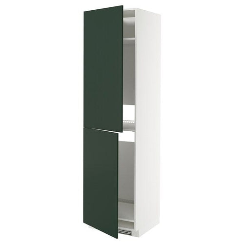 METOD - METOD High cabinet for fridge/freezer, white/Havstorp deep green, 60x60x220 cm
