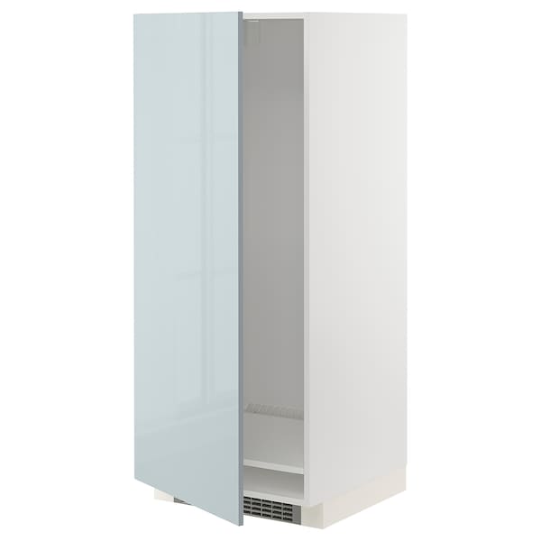 METOD - High cabinet for fridge/freezer, white/Kallarp light grey-blue, 60x60x140 cm