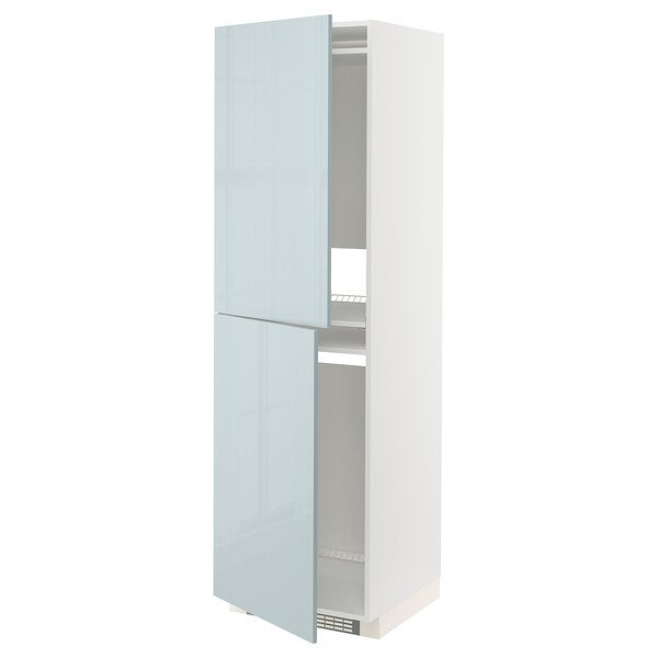 METOD - High cabinet for fridge/freezer, white/Kallarp light grey-blue, 60x60x200 cm