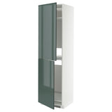 METOD high cabinet for fridge/freezer, white/Kallarp high-gloss dark grey-green, 60x60x220 cm