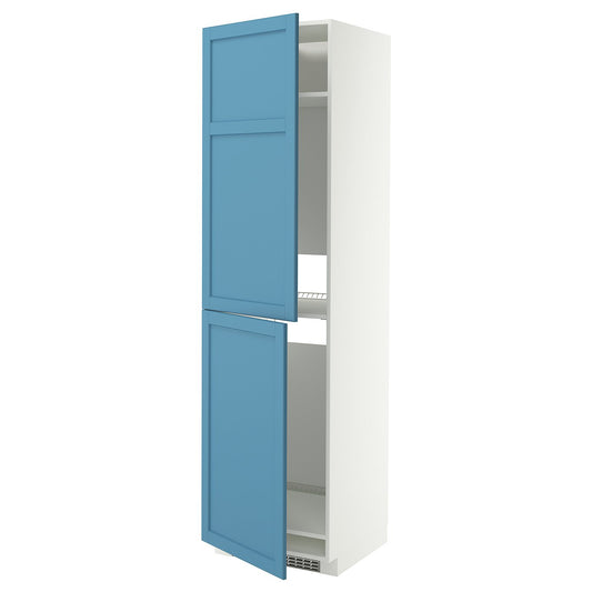 METOD high cabinet for fridge/freezer, white/Lerhyttan blue, 60x60x220 cm