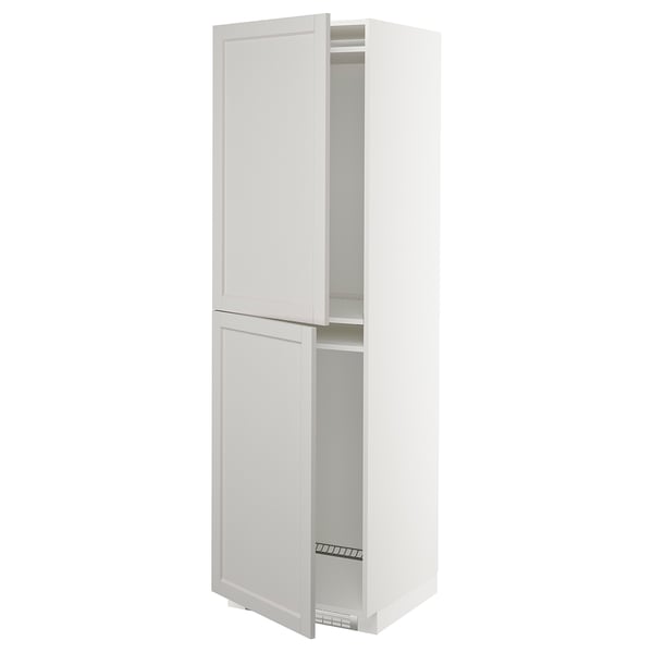 METOD high cabinet for fridge/freezer, white/Lerhyttan light grey, 60x60x200 cm