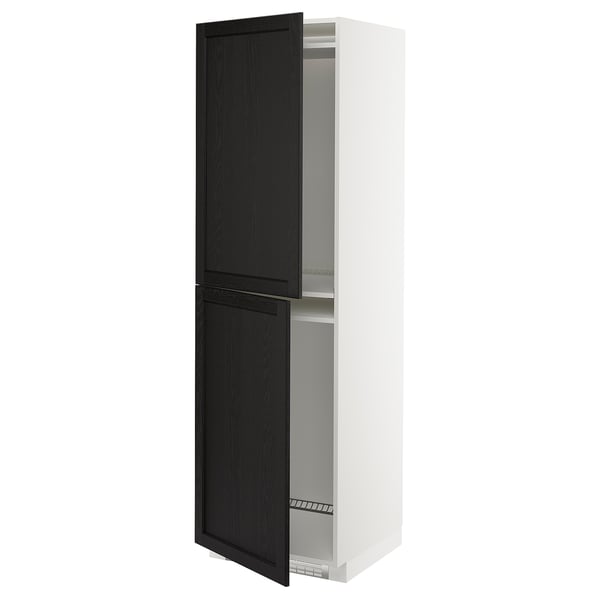 METOD high cabinet for fridge/freezer, white/Lerhyttan black stained, 60x60x200 cm